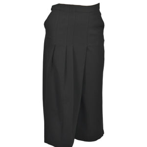 Goldi Knife Pleat Cropped Pants Black Crepe Dress Evening Trousers Skirt Skort Small