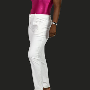 BOSS Hugo Boss Anaita Trousers White Cropped Slim Fit Pants Zip Hem High Rise Dress Classic 6