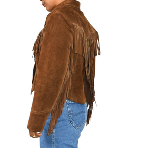 Vintage Ms Pioneer Suede Fringe Jacket Brown Cropped Leather 70s 80s Easy Rider Size Medium