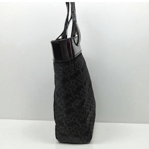 Vintage Bebe Mini Tote Bag Black Logo Patent Leather Straps Shopper Handbag Y2K Purse