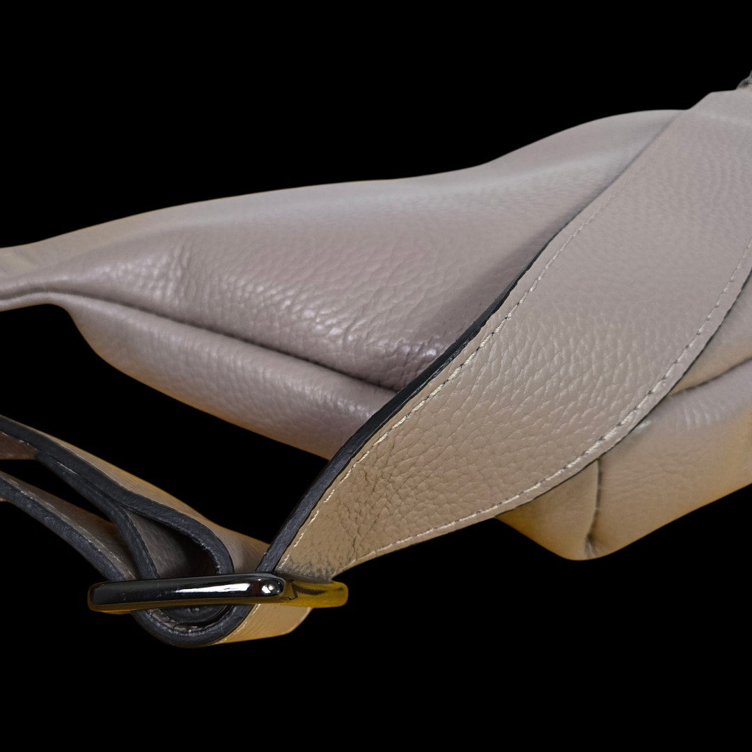 Mario Valentino Mickey Belt Bag Taupe Leather Crossbody Sling Adjustable Bum Waist Pouch Fanny Pack