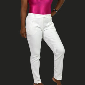 BOSS Hugo Boss Anaita Trousers White Cropped Slim Fit Pants Zip Hem High Rise Dress Classic 6