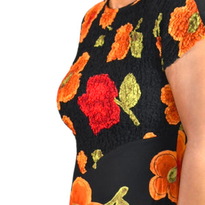 Jeffrey Dara Vintage Floral Maxi Dress Black Floral Flowers Rayon Shoulder Pads Column Deadstock 8 Medium