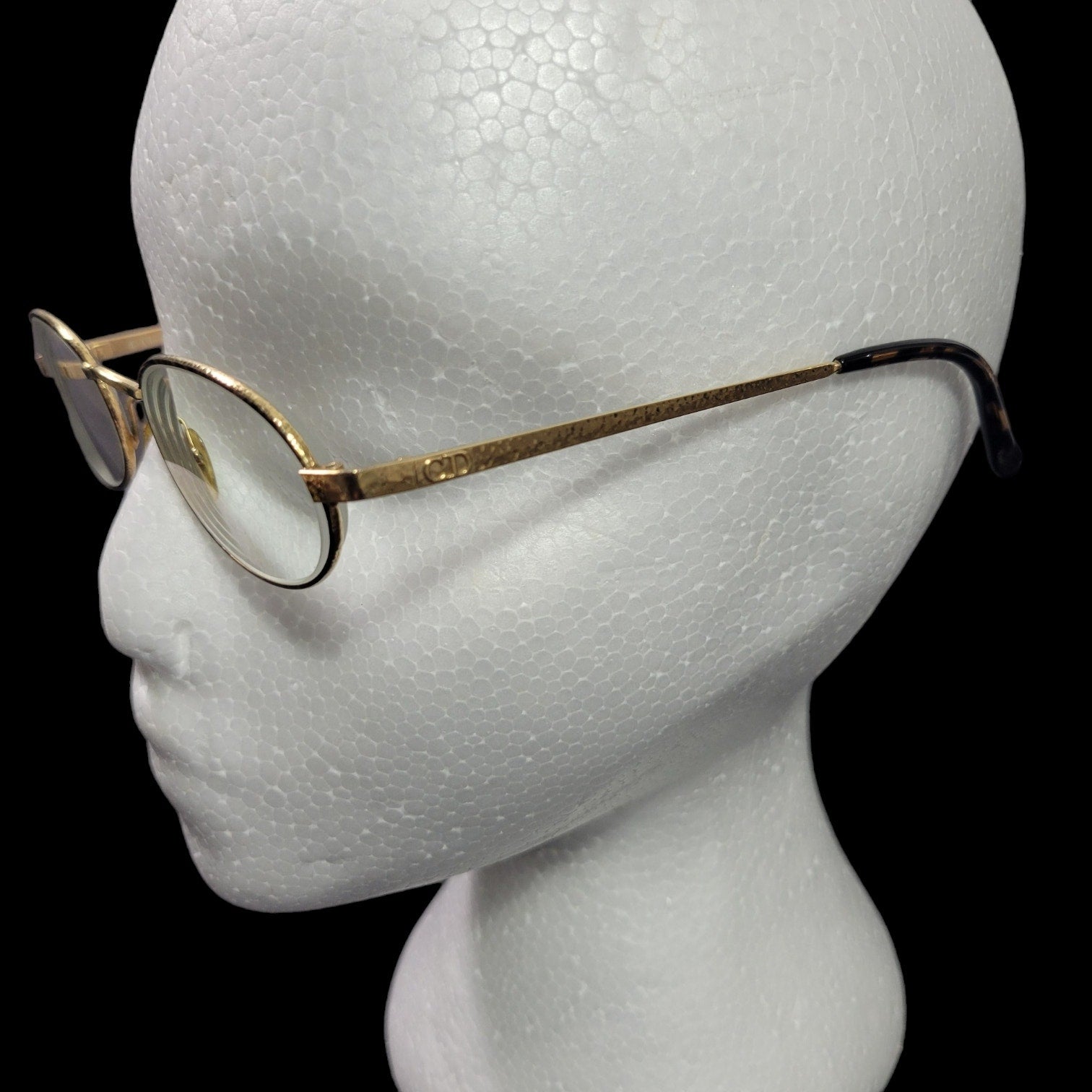 Vintage Christian Dior Metal Wire Frame Glasses Gold Tortoiseshell Oval Logo 2954 Eyeglasses Rx 51 20 130