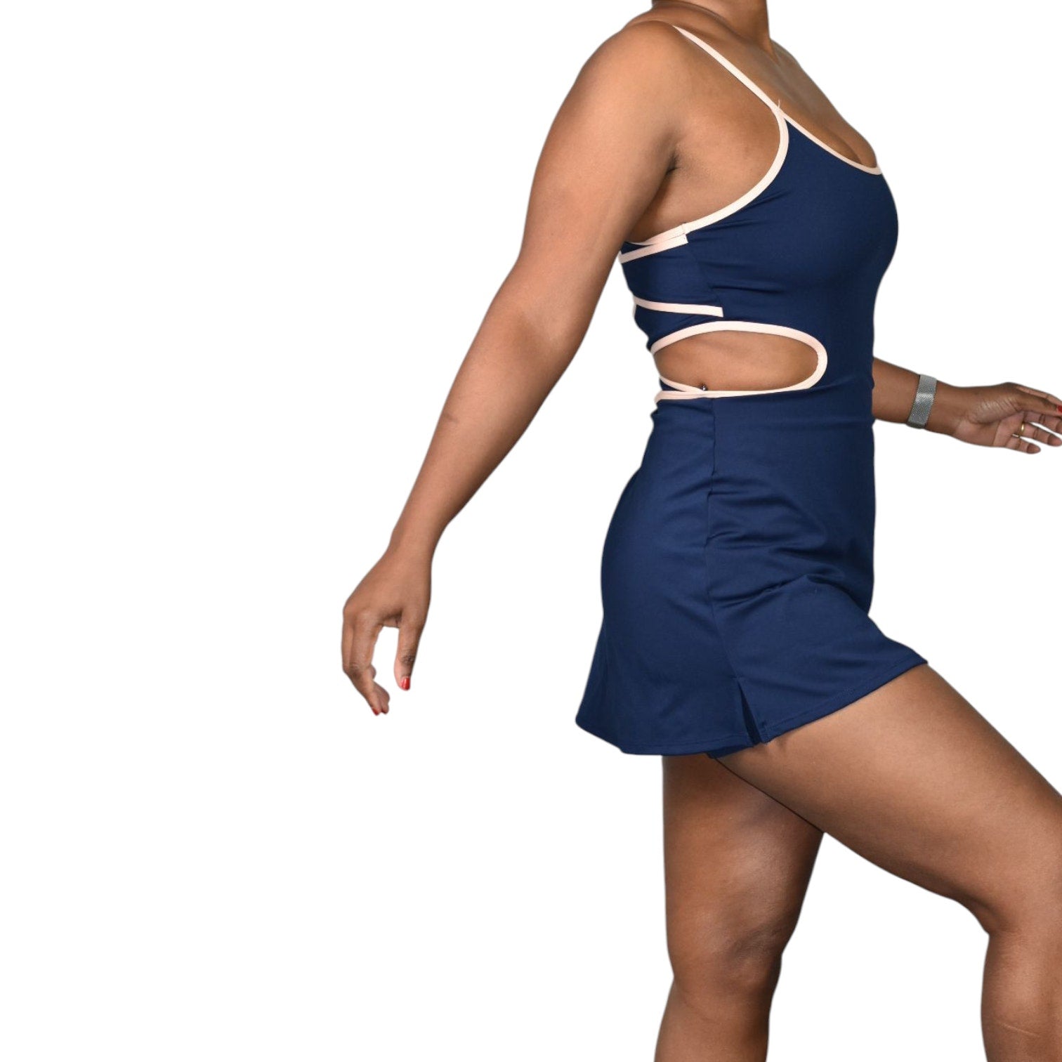 Free People One More Serve Onesie Blue Playsuit Skort Shorts Romper Tennis Dress FP Movement Small
