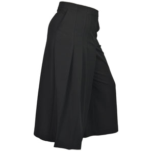 Goldi Knife Pleat Cropped Pants Black Crepe Dress Evening Trousers Skirt Skort Small