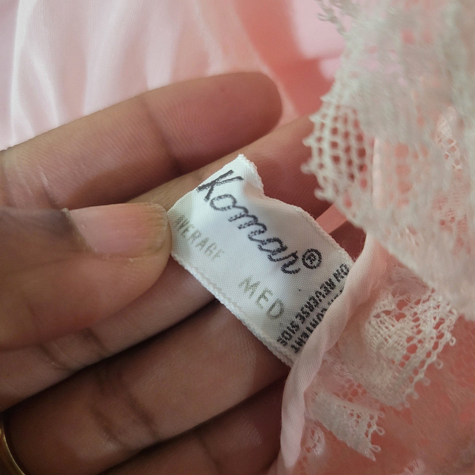 Vintage Komar Prairie Nightgown Pink Pale Pastel Country Farm Lace Cotton Embroidery Medium