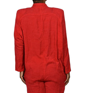 Vintage Arthur Max Blazer Jumpsuit Red One Piece Cotton Gauze Baggy Relaxed 90s Large