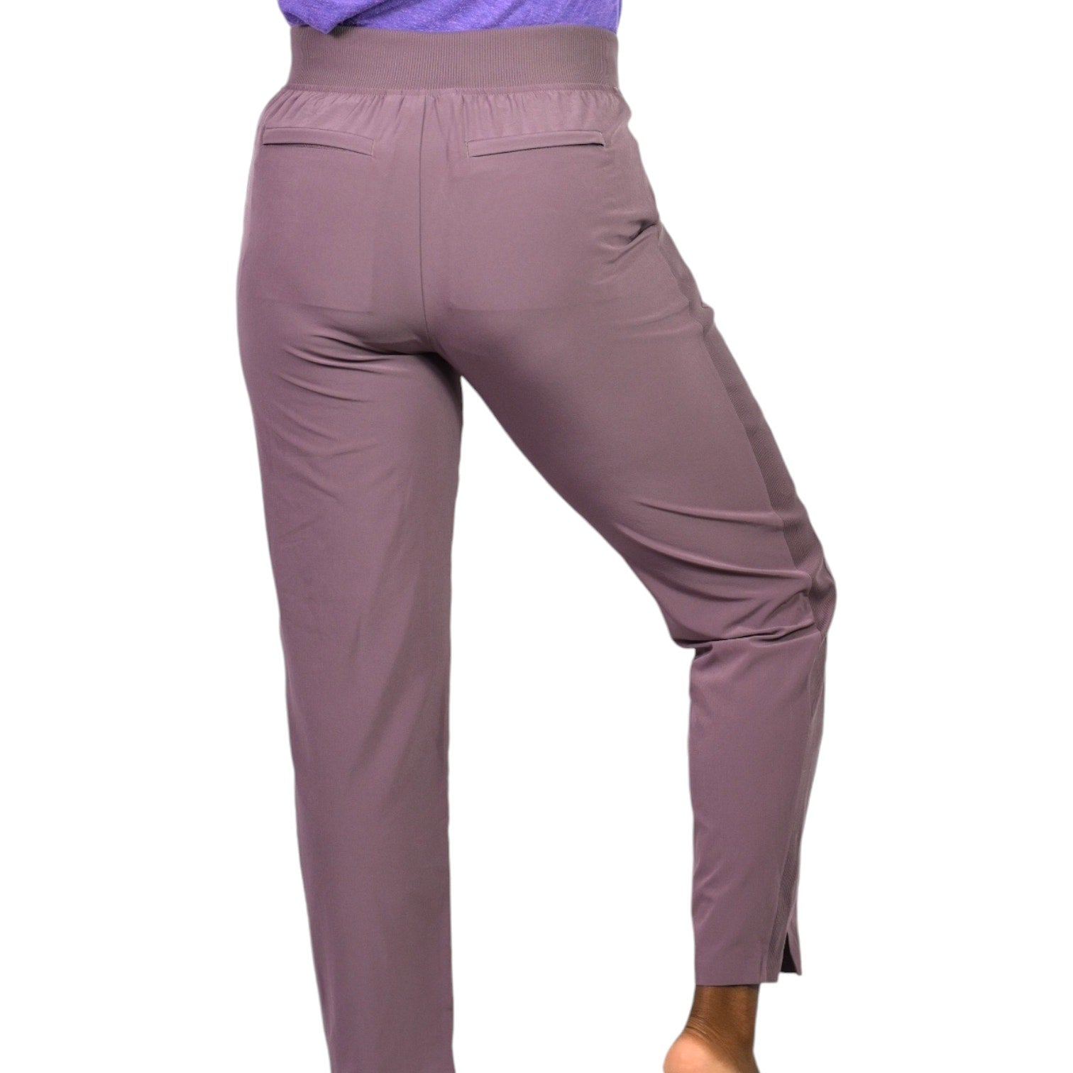 Athleta Brooklyn Ankle Pants Damask Mauve Purple Tapered Mid Rise Stretch Pockets Size 2