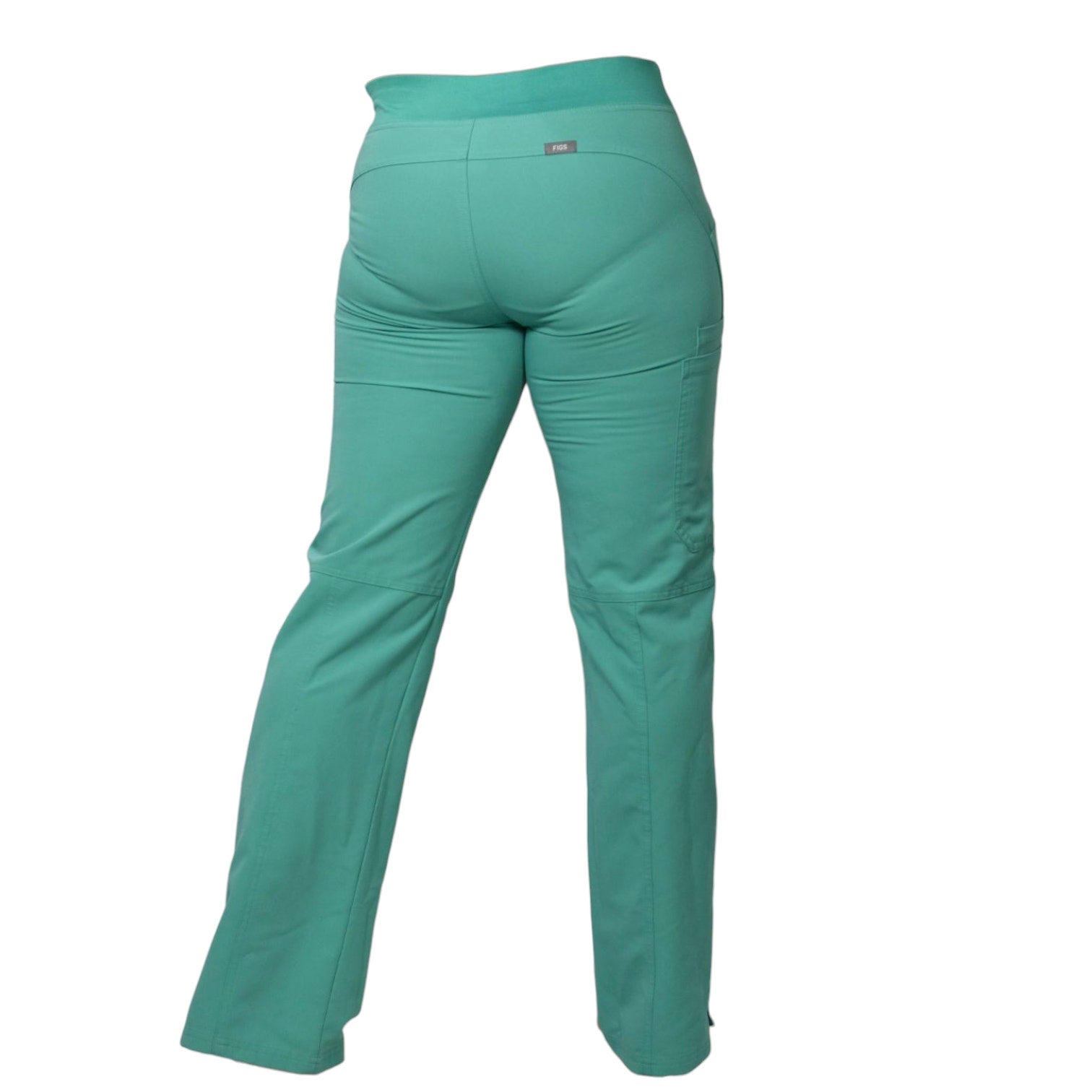 FIGS Kade Cargo Scrubs Pants Aqua Blue Straight Slim Fit Pockets Ankle Slits XS