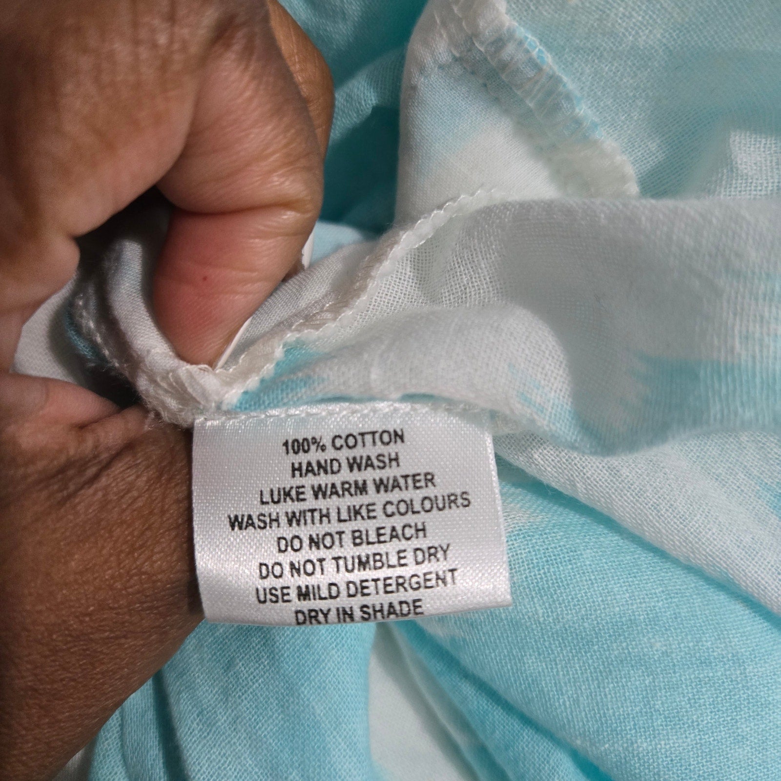 Lula Soul Cotton Caftan Blue Diamond Print Fringe Lightweight Dress Maxi Slits Cover Up Tunic XS