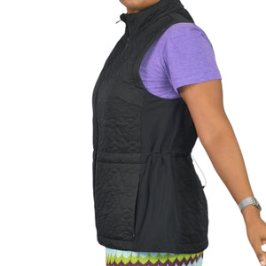 Sweaty Betty Fast Track Thermal Running Gilet Black Vest Quilted Shell Full Zip Size Large