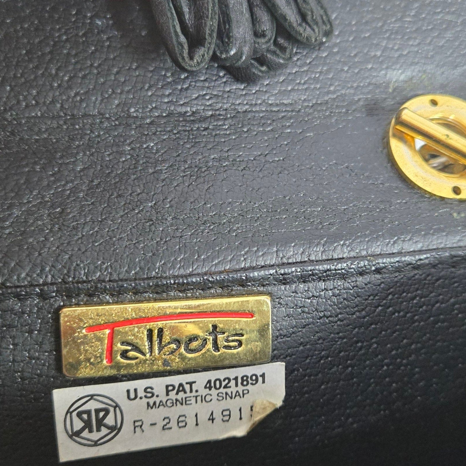 Vintage Talbots Woven Tassel Bag Black Leather Crossbody Mini Box Square Snap Flap Envelope