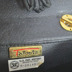 Vintage Talbots Woven Tassel Bag Black Leather Crossbody Mini Box Square Snap Flap Envelope