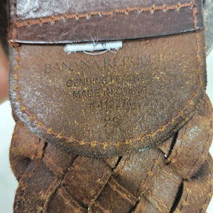 Banana Republic Wide Braided Leather Belt Brown Vintage Classic Woven Waist Size XS
