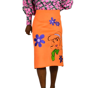 Yayas Designs Daphne Embroidered Skirt Orange Neoprene Retro Cartoon Scooby Doo Medium