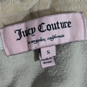 Juicy Couture Velour Hoodie Beige Zip Front Y2K Jacket Leopard Diamond Airbrush Logo Small