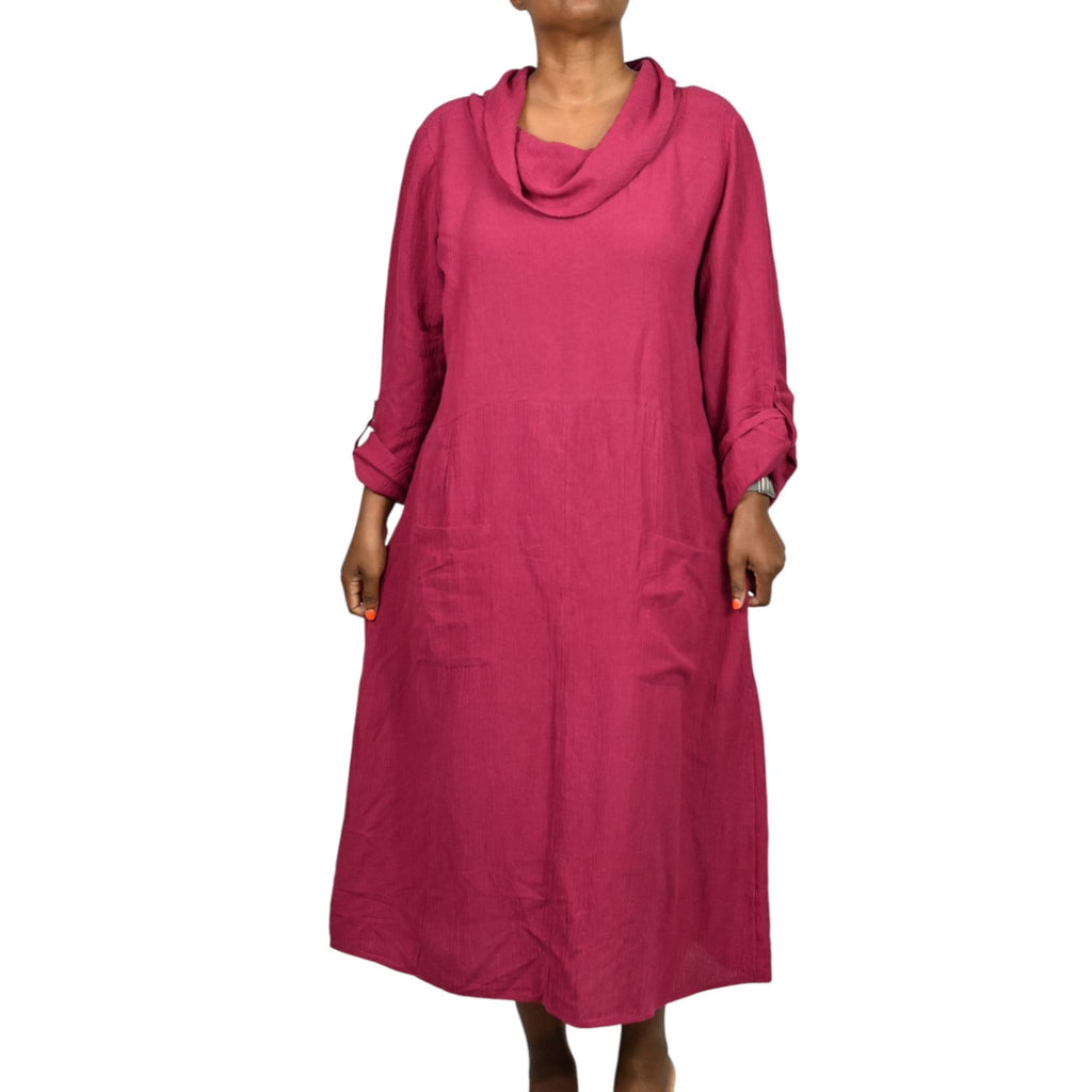 Soft Surroundings Everly Dress Red Crinkled Gauze Maxi Caftan Long Tab Sleeve XL