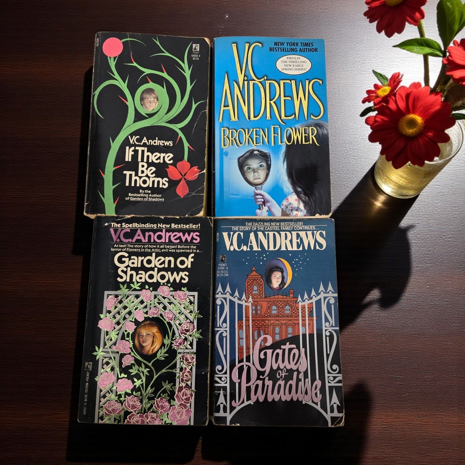VC Andrews Dollanganger Series Paperback 4 Books Saga Keyhole Thorns Paradise Flower Shadows Vintage Pocket Books 80s Gothic