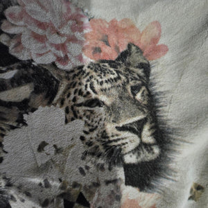 Juicy Couture Velour Hoodie Beige Zip Front Y2K Jacket Leopard Diamond Airbrush Logo Small