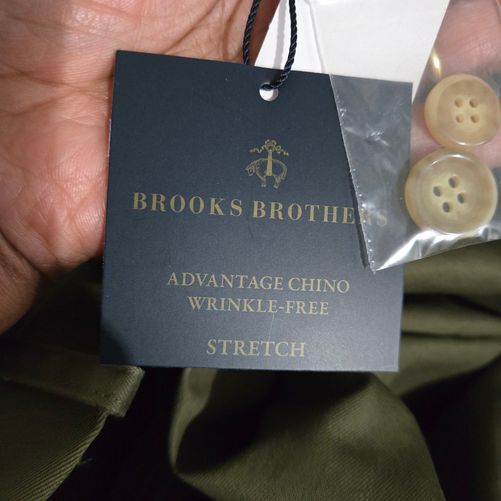 Brooks Brothers Advantage Chino Pants Green Olive Cotton Wrinkle Free Trousers Work Stretch Tapered Mid Rise 4