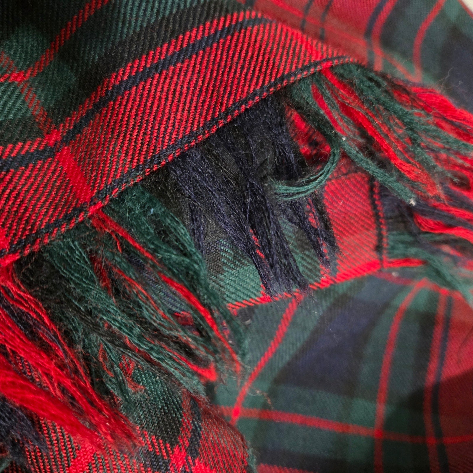 Vintage Rafaella Sport Tartan Maxi Skirt Red Plaid Check Fringe Slit Wool Long Straight Column 8