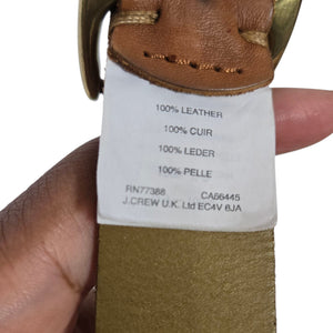 J Crew Belt Light Tan Cognac Brown Leather Classic Square Brass Buckle Classic XS