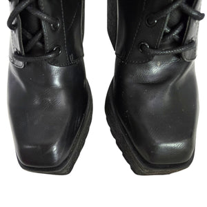 Darker Wavs Flanger Chunky Platform Boots Combat Black Square Toe Angular Retro 7