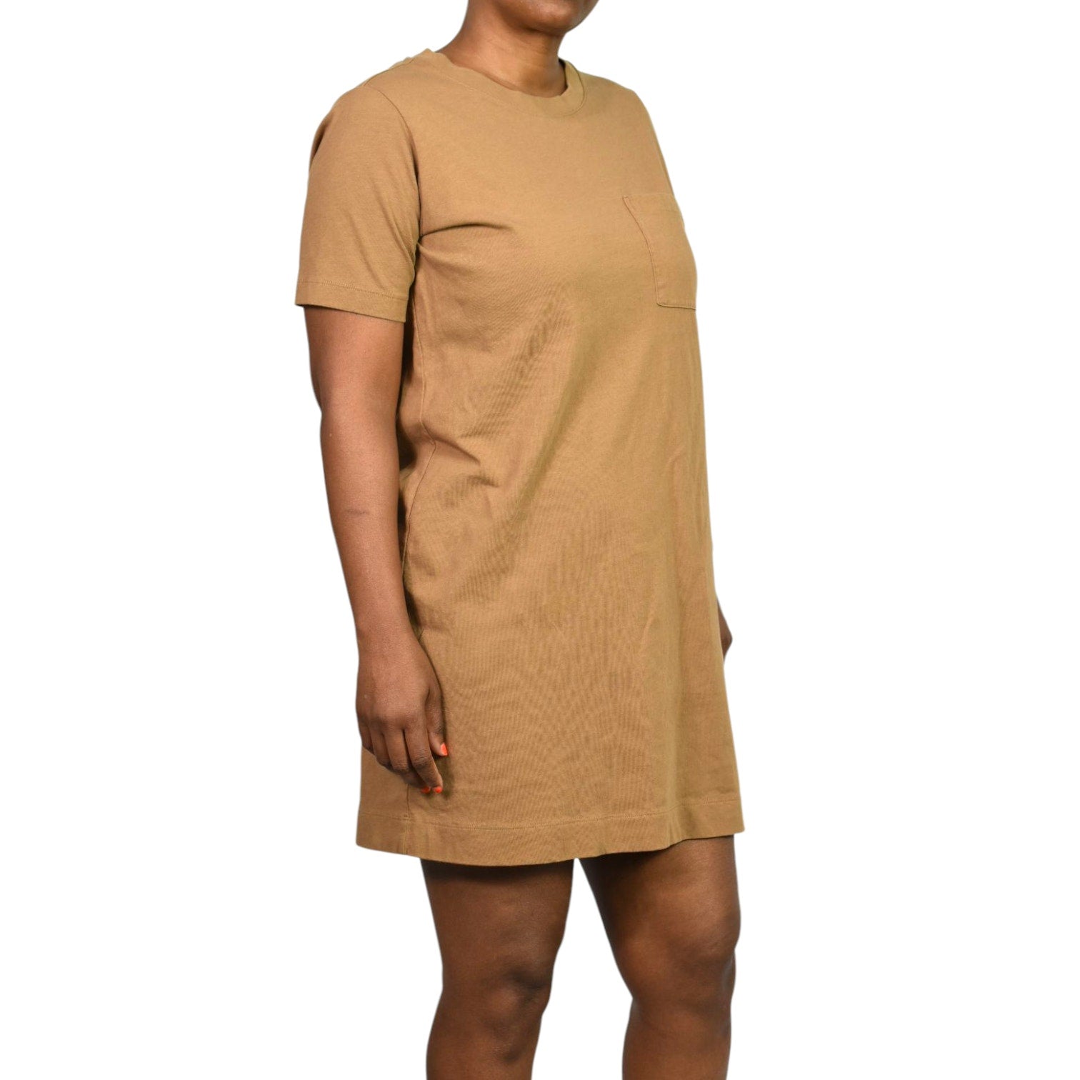 Everlane Cotton T Shirt Dress Tan Khaki Organic Crew Tee Short Sleeve Mini Classic Relaxed Small