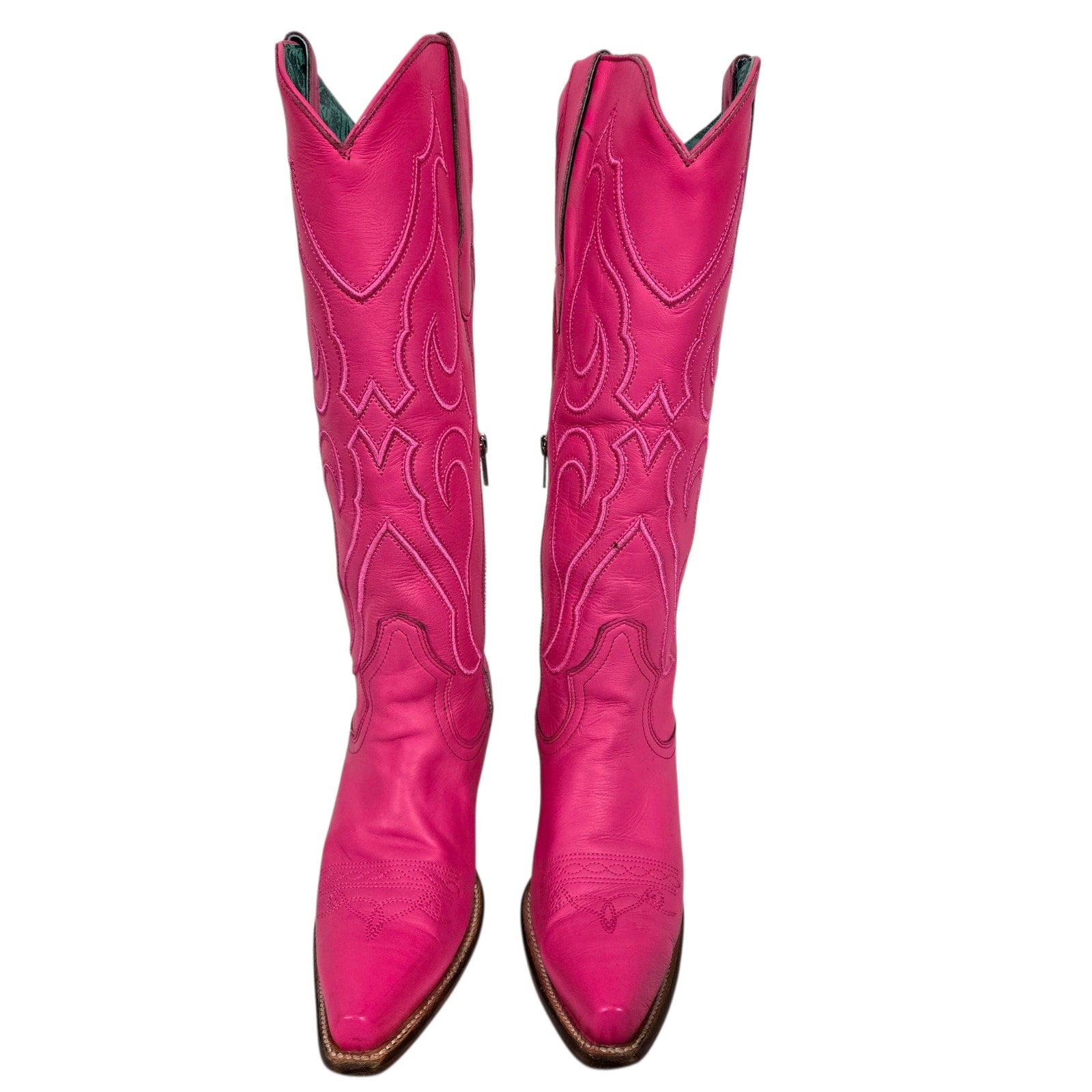 Corral Western Boots Pink Fuchsia Snip Toe Cowboy Cowgirl Tall Leather Neon Embroidery 8