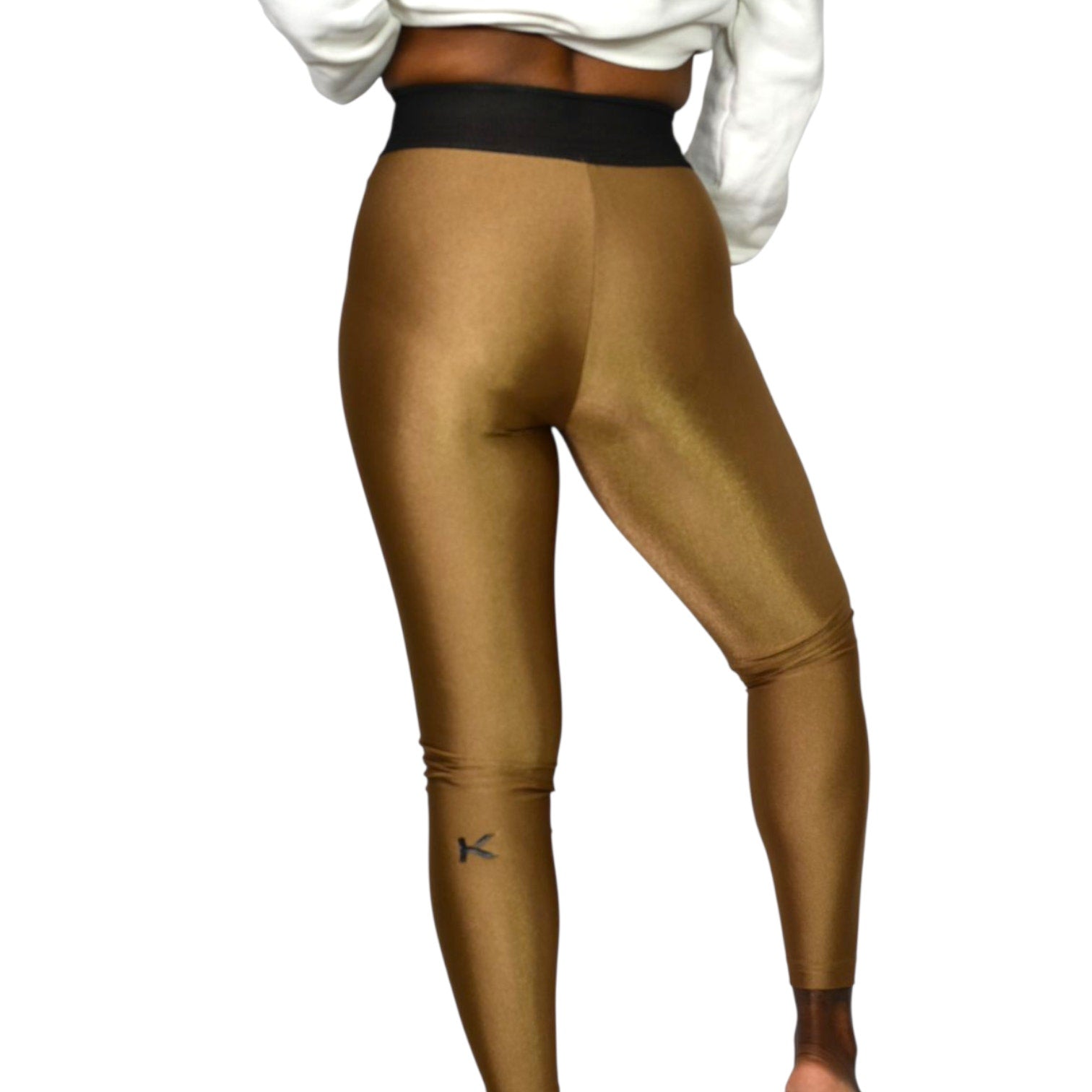 Koral Sonar Sprint Leggings Bronze Brown High Rise Shiny Full Length Ankle Small