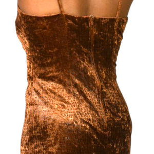 Knapp Studio Vintage Brown Slip Dress Velvet Mini Pixie Animal Print Velvet 90s Y2K Medium