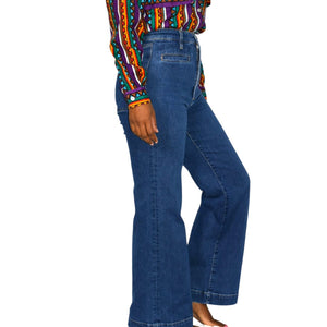 Joes The Kate Jeans Blue High Rise Wide Leg Retro Medium Wash Stretch Denim Impressive Trouser 26