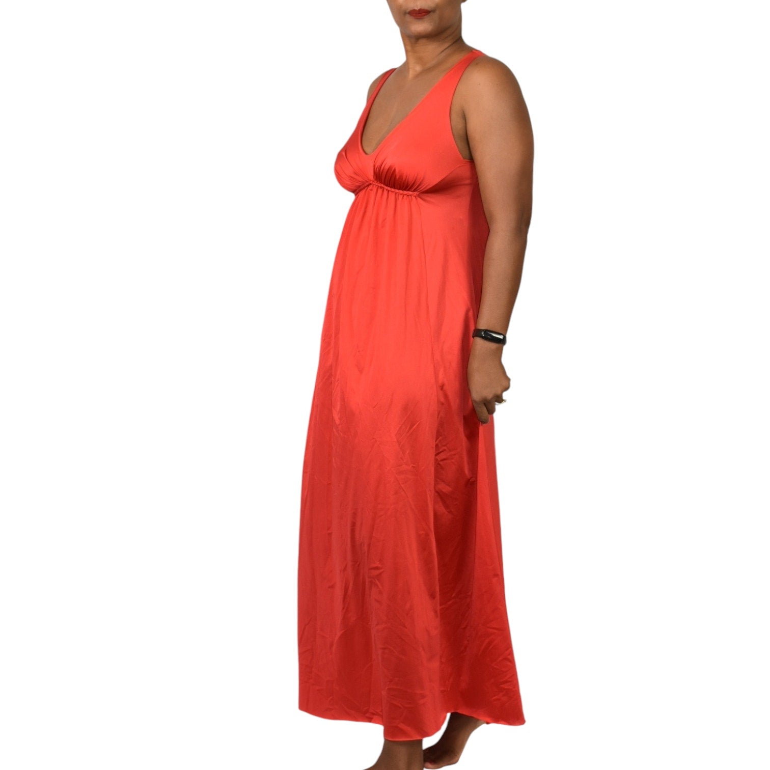 Vintage Vanity Fair Silky Red Nightgown Nylon Goddess Long Maxi Lingerie 70s 80s Size XS