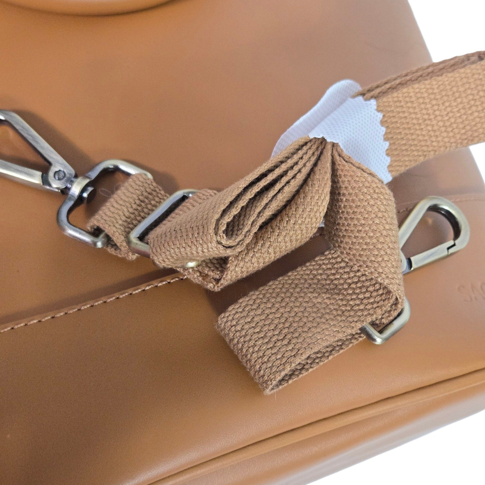 SACHI Insulated Wine Tote Bag Camel Brown Leather Lunch Bucket Two Bottle Strap