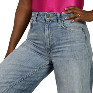Zara Ultra Flare Jeans Blue Denim Slouchy Cotton Long Inseam Elephant Wide Leg Twisted Seams High Rise 4