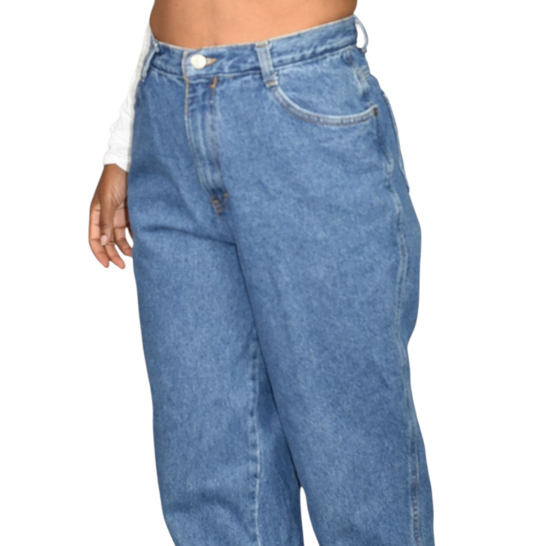 Vintage Gitano Zipper Jeans High Waist Mom Baggy Relaxed Tapered 90s Medium Wash Cotton Denim Rigid 27