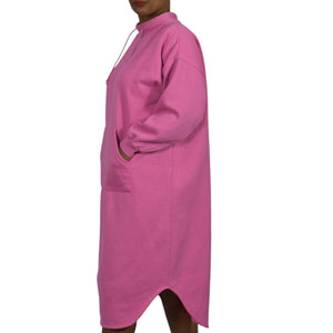 Vintage Partners Mervyns Sweatshirt Dress Pink Loungewear Kangaroo Pouch Pocket Pullover Poly Cotton Jersey Small