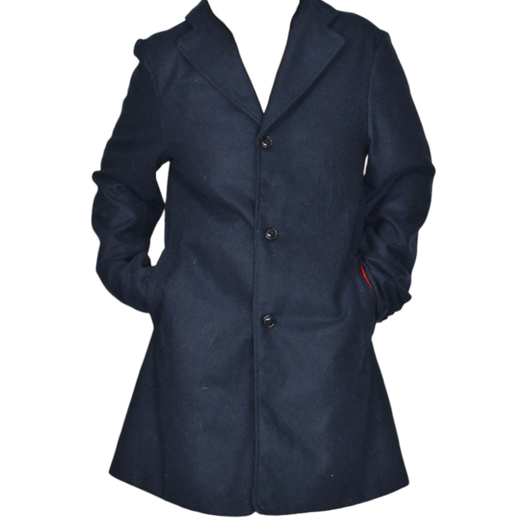 Doctor Who Twelfth Peter Capaldi Blue Navy Dress Coat Notch Lapel Topcoat Wool Overcoat Mens Small Medium
