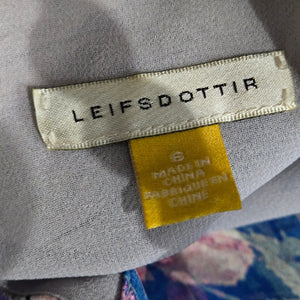 Leifsdottir Serpent Charmer Silk Blouse Top Blue Wrap Watercolor Print Kimono Sleeve Anthropologie 6
