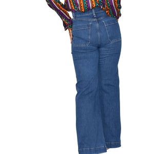 Joes The Kate Jeans Blue High Rise Wide Leg Retro Medium Wash Stretch Denim Impressive Trouser 26