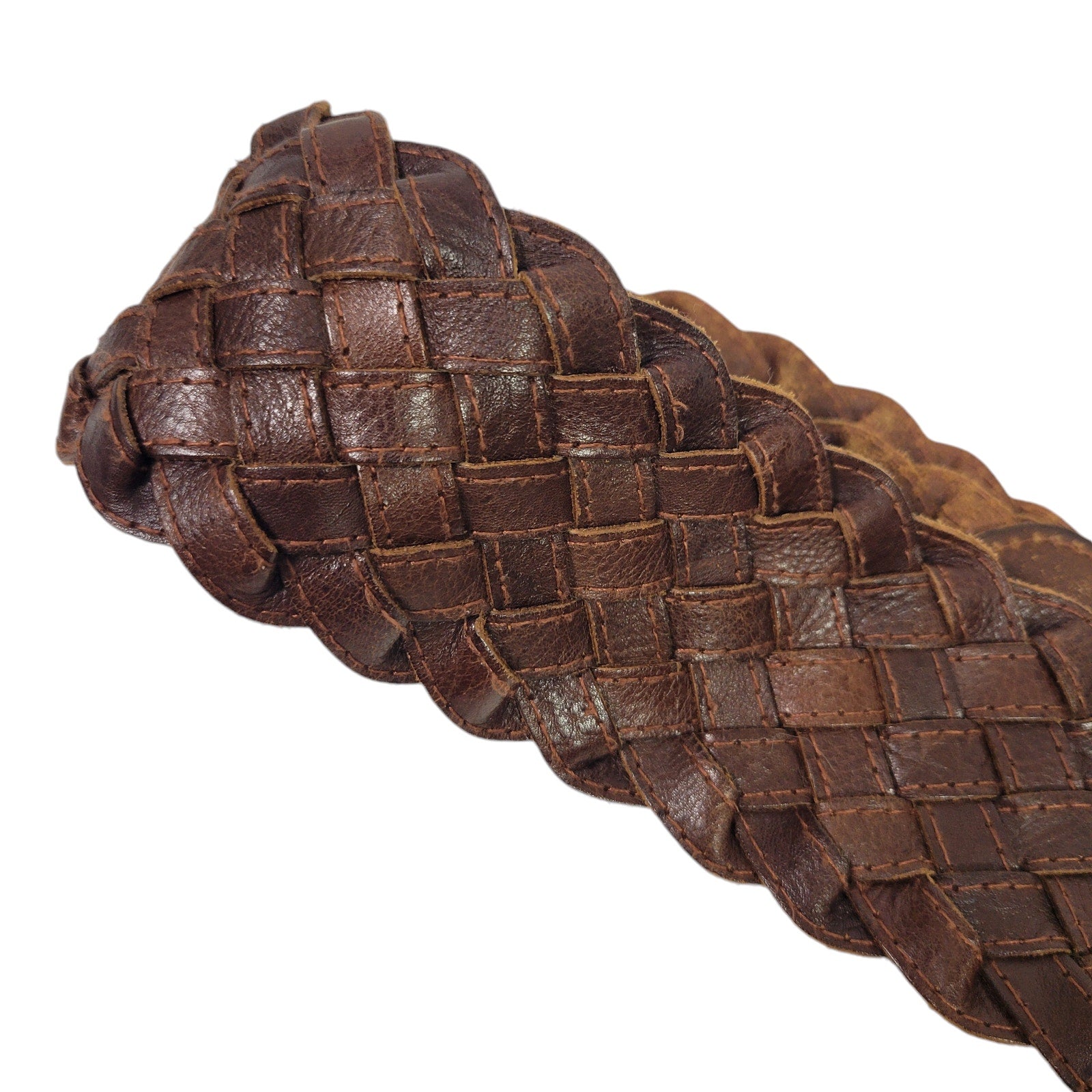 Banana Republic Wide Braided Leather Belt Brown Vintage Classic Woven Waist Size XS