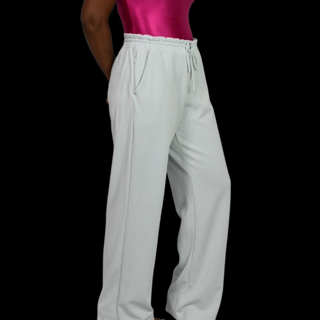 Athleta Seasoft Straight Pant Blue Pastel  Mid Rise Tencel Modal Athletic Pull On Drawstring Medium