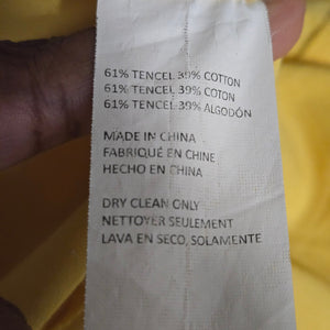 Derek Lam Twist Front Midi Dress Yellow Waist Cutout Poplin Cotton Tiered Medium 40 8