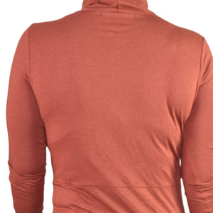 Peruvian Connection Haley Turtleneck Dress Burnt Sierra Orange Cotton Modal Midi Jersey Long Sleeve Stretch Small