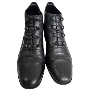 Vintage Nicole Leather Granny Boots Black Victorian Ankle Booties Roun –  The Thriftanista Closet