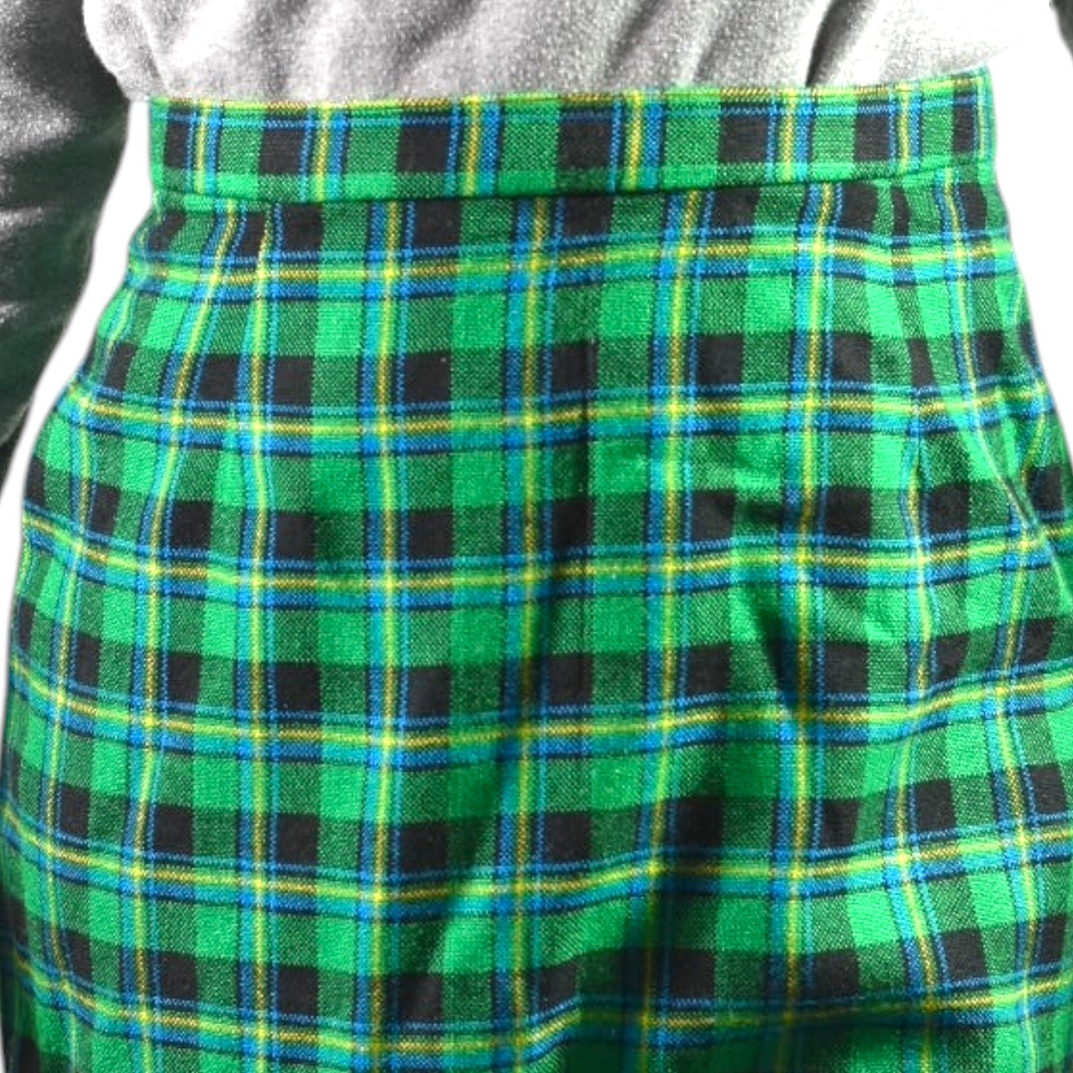 Vintage Tartan Maxi Skirt Green Plaid Long Straight Column Check Handmade 10 Medium