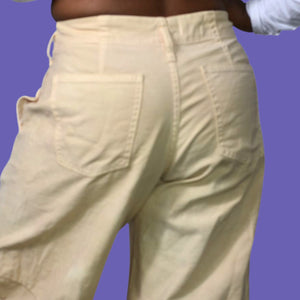 Pilcro Cropped Vintage Barrel Pants Khaki Neutral Balloon Leg High Waist Anthropologie 26