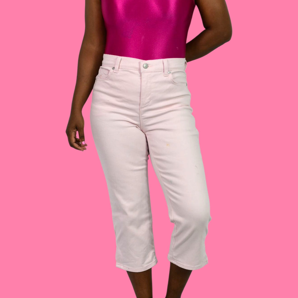Gloria Vanderbilt Capri Jeans Pink Slim Skimmer Denim Twill Pant Stretch Straight High Rise 4