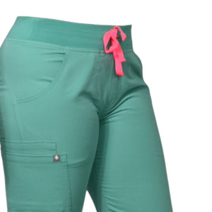 FIGS Kade Cargo Scrubs Pants Aqua Blue Straight Slim Fit Pockets Ankle Slits XS